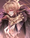  black_feathers blonde_hair feathers fimyuan fire_emblem fire_emblem_if leon_(fire_emblem_if) looking_at_viewer male_focus red_eyes solo 