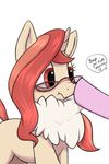  &lt;3 ... 2017 anearbyanimal boop cute digital_media_(artwork) duo english_text equine eyewear fan_character female feral fur glasses hair horn long_hair mammal my_little_pony neck_tuft nose_boop quadruped red_eyes red_hair red_tail rosette_fluff simple_background solo_focus speech_bubble tan_fur tan_horn text tuft unicorn unicorn_horn white_background 