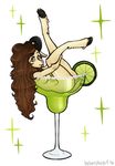  alcohol anthro bebecake beverage breasts brown_hair butt caprine cocktail_glass female fur green_eyes hair hooves horn legs_raised long_hair looking_at_viewer lying mammal micro nude on_back sheep side_view simple_background solo tongue tongue_out under_boob white_background white_fur 