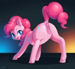  2017 anatomically_correct anatomically_correct_pussy anus butt cutie_mark earth_pony equine female feral friendship_is_magic hair horse mammal my_little_pony open_mouth pink_hair pinkie_pie_(mlp) pony pussy revadiehard solo 