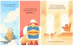  aircraft bird blimp blue_sky castle cloud comic dirigible english hat kaboola king_dedede kirby_(series) male_focus no_humans peachifruit penguin robe sitting sky throne tsundere waddle_dee writing 