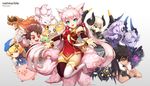  akamu animal_ears asian_clothes horns monster_taming_for_kakao netmarble_games pointy_ears tail thighhighs wings 