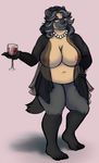  2017 alcohol anthro areola belly beverage big_breasts black_fur black_hair breasts claws clothed clothing digital_media_(artwork) eyewear feet female fur glasses grey_fur hair jewelry lingerie mammal mature_female multicolored_fur mustelid navel necklace nightgown nipples overweight ring rosanne_hayes sheer_clothing simple_background skimpy smile solo tan_fur thejinxess thick_thighs toe_claws translucent transparent_clothing two_tone_fur voluptuous wedding_ring wide_hips wine wine_glass wolverine 