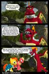  2017 3d_(artwork) anthro big_macintosh_(mlp) clothing comic dialogue digital_media_(artwork) dragon earth_pony equine eyewear forest friendship_is_magic garble_(mlp) glasses hair hi_res horn horse jamari male mammal membranous_wings multicolored_hair my_little_pony outside pony scales scalie sunburst_(mlp) teeth text tree wings 