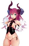  :o bare_shoulders black_panties blue_eyes blush booch cleft_of_venus collarbone cowboy_shot curled_horns detached_sleeves dragon_horns elizabeth_bathory_(fate) elizabeth_bathory_(fate)_(all) fate/extra fate/extra_ccc fate_(series) flat_chest highres horns long_hair long_sleeves looking_at_viewer micro_panties navel nipples open_mouth panties pointy_ears pussy_peek shiny shiny_skin side-tie_panties simple_background solo standing stomach tareme teeth thighs twitter_username underwear v-shaped_eyebrows white_background 