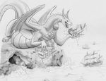  belly beuwens-folder big_belly cave dragon eating female feral hi_res horn macro monochrome neck_bulge open_mouth saliva scalie sea sharp_teeth ship simple_background swallowing teeth tongue tongue_out vehicle vore water western_dragon wings 