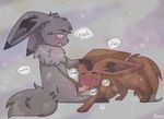  alternate_color artist_signature blush brown_fur cum dialogue eevee_(pokemon) english_text fellatio fur grey_fur male male/male oral penis sex text yonasintrash 