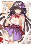  black_hair blush breasts brown_hair character_name character_print cleavage elizabeth_bathory_(fate) elizabeth_bathory_(fate)_(all) fate/grand_order fate_(series) fujimaru_ritsuka_(female) fujimaru_ritsuka_(male) glasses gloves gradient_hair hairband hood large_breasts long_hair looking_at_viewer miyamoto_musashi_(fate/grand_order) multicolored_hair nakamura_hinato osakabe-hime_(fate/grand_order) purple_eyes smile solo thighhighs very_long_hair white_legwear 