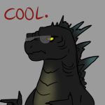  dahurgthedragon eyewear finger_guns glasses godzilla godzilla_(series) punctuation reaction_image simple_background text 