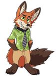  2017 anthro canine clothed clothing disney fox fur green_eyes hi_res male mammal nick_wilde shock_collar simple_background solo thax zootopia 
