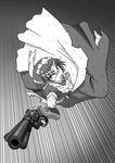  apron commentary coru greyscale gun highres maid maid_apron maid_headdress monochrome original rakurakutei_ramen weapon 