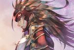  armor brown_eyes brown_hair commentary_request fire_emblem fire_emblem_if hatomame highres long_hair male_focus ryouma_(fire_emblem_if) solo sparkle upper_body 