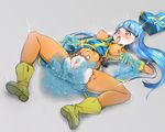 ahegao anal asana_tsukune ass blue_hair blush bodysuit boots breasts covered_navel covered_nipples dragon_quest dragon_quest_iii inflation long_hair lying medium_breasts on_back open_mouth priest_(dq3) pubic_hair purple_eyes pussy saliva slime slime_(dragon_quest) teeth tongue tongue_out torn_bodysuit torn_clothes trembling uncensored 