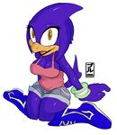  2017 avian breasts clothing fan_character female jaynatorburudragon ryse_the_blue_jay sitting solo sonic_forces tongue 