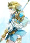  2900cm blonde_hair blue_eyes blue_hair cape crown earrings feather_trim fire_emblem fire_emblem_heroes fjorm_(fire_emblem_heroes) gradient gradient_hair jewelry multicolored_hair short_hair simple_background solo white_background 