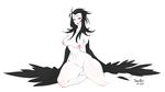  2017 5_toes absurd_res animal_humanoid areola avian big_lips bird black_hair blush breasts claws corvid crow crow_demon dark_souls dark_souls_2 digital_media_(artwork) feathered_wings feathers feet female hair half-closed_eyes harpy hi_res humanoid humanoid_feet kneeling lips long_hair mammal midriff nipples nude on_ground open_mouth ornifex pink_areola pink_nipples pussy red_eyes simple_background solo tangobat teeth thick_lips thick_thighs toe_claws toes video_games wide_hips wings 