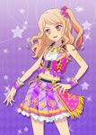  aikatsu_stars! blush brown_hair dress green_eyes kasumi_mahiru long_hair skirt smile 