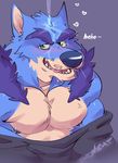  2017 abs anthro big_muscles canine clothing digital_media_(artwork) e-w01f fur hi_res male mammal muscular muscular_male nipples pecs simple_background teeth tongue wolf 