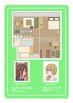  brown_hair character_profile glasses green_background layout_plan light_brown_hair multiple_girls original profile satsuma_age translation_request 