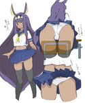  animal_ears asarokuji ass ass_visible_through_thighs bangs big_hair black_legwear blunt_bangs blush bunny_ears cropped_legs desk eyebrows_visible_through_hair facepaint facing_away fate/grand_order fate_(series) from_behind front-print_panties highres legs_apart lifted_by_self long_hair lower_body medjed multiple_views navel neckerchief nitocris_(fate/grand_order) panties pantyshot pantyshot_(standing) pleated_skirt print_panties school_desk school_uniform serafuku short_sleeves sidelocks simple_background skirt skirt_lift standing stomach tareme thighhighs thighs translation_request two-tone_background underwear upskirt very_long_hair white_background white_panties x-ray yellow_neckwear 