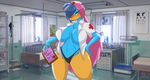  &lt;3 2017 5_fingers anthro avian bedroom_eyes big_breasts bird blue_eyes blue_feathers blue_hair blush breasts clipboard clothed clothing curvaceous detailed_background duck english_text feathers female hair half-closed_eyes hat hospital huge_breasts inviting jupiter_(mastergodai) long_hair looking_at_viewer mastergodai multicolored_hair nurse nurse_hat nurse_uniform panties partially_clothed patreon pink_hair seductive smile text thick_thighs two_tone_hair underwear undressing uniform voluptuous wide_hips 