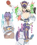  :d alternate_costume animal_ears arm_up asarokuji ball bangs bath_yukata black_hair black_hairband blue_footwear blunt_bangs blush bouncing_breasts bouquet breast_slip breasts bunny_ears cleavage cowboy_shot cropped_legs dark_skin elbow_gloves eyebrows_visible_through_hair facial_mark fate/grand_order fate_(series) flower gloves hair_between_eyes hair_censor hair_over_one_breast hairband hassan_of_serenity_(fate) hat highres holding holding_bouquet japanese_clothes kimono large_breasts long_hair long_sleeves looking_at_viewer medium_breasts multiple_girls nitocris_(fate/grand_order) open_mouth paddle panties purple_eyes purple_hair purple_hat short_hair sidelocks simple_background skirt_basket slippers slippers_removed small_breasts smile standing striped table_tennis table_tennis_ball table_tennis_paddle thigh_gap translation_request two-tone_background underwear v-shaped_eyebrows vertical_stripes very_long_hair white_background white_kimono white_panties wide_sleeves xuanzang_(fate/grand_order) yukata 