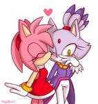  &lt;3 amy_rose anthro blaze_the_cat duo feline female female/female hedgehog kissing mammal nakko sonic_(series) video_games 