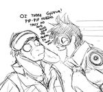  anthro black_and_white cosplay dialogue donk donkey duo english_text equine eyewear female goggles hair hladilnik humor long_ears male mammal monochrome overwatch smile soldier_76_(overwatch) text tracer_(overwatch) video_games 