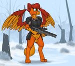  amber_wing avian dickgirl fan_character gryphon gun intersex marsminer my_little_pony ranged_weapon solo weapon 