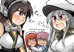  black_gloves black_hair blush catfight commentary confrontation crying crying_with_eyes_open elbow_gloves etorofu_(kantai_collection) full-face_blush gangut_(kantai_collection) gaoo_(frpjx283) gloves grey_hair hat headgear hug jacket kantai_collection kunashiri_(kantai_collection) long_hair military_hat multiple_girls nagato_(kantai_collection) open_mouth peaked_cap pink_hair red_eyes red_hair scared short_hair tears twintails upper_body white_hat white_jacket 