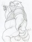  2016 all_dogs_go_to_heaven american_pit_bull_terrier anthro anus backsack balls bottomless bow_tie butt canine carface_carruthers cigar clothed clothing dog don_bluth dress_shirt dudebulge greyscale hi_res male mammal monochrome overweight overweight_male pencil_(artwork) perineum rear_view saggy_balls sharp_teeth shirt signature smile smirk smoke smoking solo spread_legs spreading teeth terrier traditional_media_(artwork) vest 