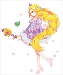  adapted_costume ankle_ribbon blonde_hair braid bubble_skirt chameleon disney flower green_eyes hair_flower hair_ornament hakusai_(tiahszld) high_heels long_hair looking_at_viewer magical_girl parted_lips pascal_(tangled) rapunzel_(disney) ribbon simple_background skirt smirk staff tangled very_long_hair white_background 