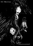 black_and_white black_hair bone hair long_tongue looking_at_viewer monochrome monster nightmare_fuel omny87 scp-1471 scp_foundation skull smile tongue white_eyes 