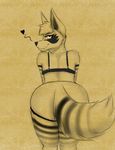  2017 aira an_ancient anthro bent_over canine dog female fur husky looking_at_viewer mammal simple_background sketch smile solo wolf yellow_eyes 