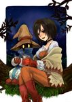  1girl black_hair black_mage bodysuit breasts final_fantasy final_fantasy_ix garnet_til_alexandros_xvii large_breasts niwa_toriko orange_bodysuit short_hair smile vivi_ornitier 