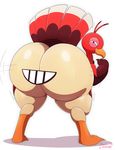 ambiguous_gender avian barefoot beak big_butt bird butt butt_mouth feathers feral hi_res looking_at_viewer looking_back miitopia miso_souperstar nintendo nude presenting presenting_hindquarters smile solo squint standing teeth thick_thighs turkey twerkey video_games wings 
