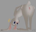  2016 :&lt; anthro anus ass_up bent_over blue_eyes blush butt clitoris disney female fur grey_background grey_fur hand_on_butt hands_on_hips hi_res judy_hopps komissar_bav lagomorph long_ears looking_at_viewer mammal nude purple_eyes pussy rabbit simple_background solo standing zootopia 