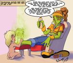  dialogue dirty_feet female halfling humanoid not_furry odor ogre redscriptblog size_difference smelly 