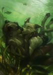  2017 4_toes 5_fingers anthro anthro_on_anthro black_pawpads brown_fur bubble canine clothed clothing dog duo embrace eyes_closed fish fur golden_retriever hand_on_face hax_(artist) hi_res kenket kissing lofi lying male male/male mammal marine mustelid neck_grab on_back otter outside painting_(artwork) pawpads paws river romantic_couple seaweed shoulder_grab silhouette sinking sunlight swimming_trunks swimsuit toes topless traditional_media_(artwork) underwater water watermark whiskers white_fur 