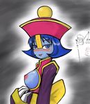  :p blue_skin blush breasts capcom darkstalkers empty_eyes large_breasts lei-lei lei_lei monster_girl nipple nipples smile tongue tongue_out vampire_(game) 
