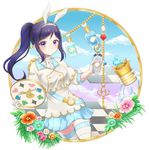  blue_hair blush bunny_ears dress long_hair love_live!_sunshine!! matsuura_kanan ponytail smile violet_eyes 