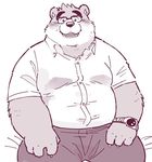  2017 anthro bear clothing eyewear garouzuki glasses male mammal overweight overweight_male pants shirt simple_background sitting solo tokyo_afterschool_summoners volos white_background 