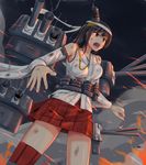  black_hair detached_sleeves explosion fire kantai_collection nuppunuppu red_eyes remodel_(kantai_collection) skirt yamashiro_(kantai_collection) 