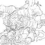  anal anthro bovine butt canine cattle feline hi_res league_of_legends lion male male/male mammal mating_press muscular nude rengar_(lol) riot_games simple_background urakata5x video_games warwick white_background wolf 