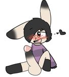  &lt;3 &lt;3_eyes 2017 blush clothing cum dumbun hair hair_over_eye icyshibe lagomorph male mammal rabbit simple_background solo sweater 