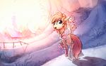  canine cutie_mark day detailed_background digital_media_(artwork) dog duo eyelashes fan_character feral mammal my_little_pony outside ramiras sky smile snow standing tan_hair 