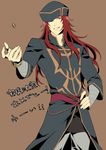  bad_id bad_twitter_id bandages coin_flip fire_emblem fire_emblem:_seima_no_kouseki fumi_(3946033) hat joshua_(fire_emblem) long_hair looking_at_viewer male_focus red_eyes red_hair smile solo 