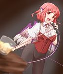  alternate_costume blurry commentary_request cup depth_of_field drinking_glass dutch_angle highres holding looking_at_viewer microphone music mystia_lorelei open_mouth pink_hair puffy_short_sleeves puffy_sleeves red_eyes short_hair short_sleeves singing solo touhou wings zefutefu 