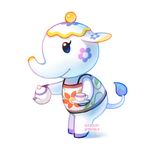  1girl artist_name cup doubutsu_no_mori elephant elephant_ears elephant_tail flower simple_background solo teacup teapot tina_(doubutsu_no_mori) white_background 