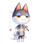  1boy animal_ears artist_name binta_(doubutsu_no_mori) cat_ears cat_tail doubutsu_no_mori fish fishing_rod image_sample simple_background solo tail tumblr_sample white_background yellow_sclera 